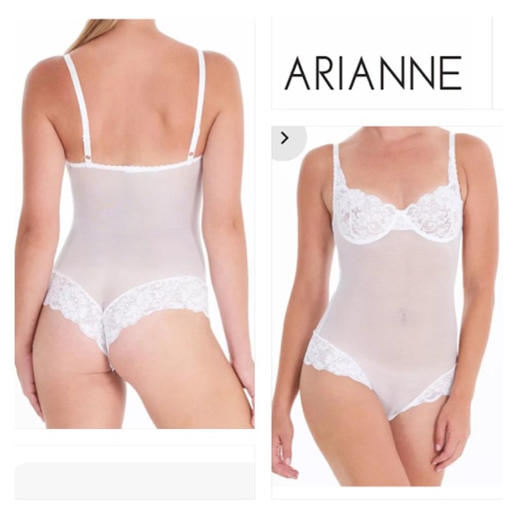 ARIANNE LINGERIE NWT CATHERINE COLLECTION SOFT CUP BODYSUIT IN WHITE Size M / L - Picture 2 of 11